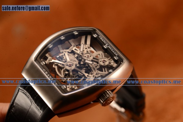 Franck Muller Vanguard Miyota Automatic Copy Tourbillon Steel Case With Skeleton Dial Leather/Rubber Strap